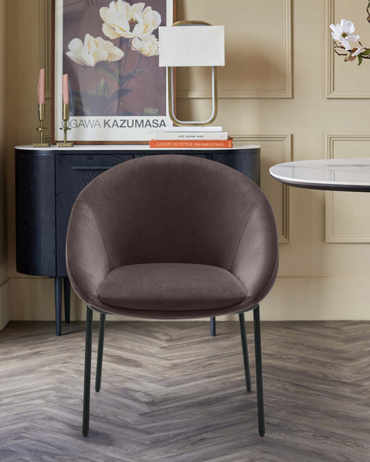 Phoebe dark mocha velvet dining chair