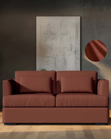 Ashby toffee red velvet 2 seater sofa with black wood legs