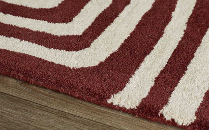 Abstract Swirl Large Sculpted Wool Rug Deep Red