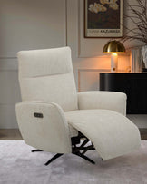 Aiden ivory woven chenille massage recliner chair