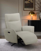 Aiden natural grey leather massage recliner occasional chair