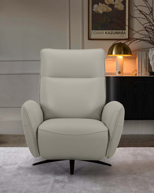 Aiden natural grey leather massage recliner occasional chair