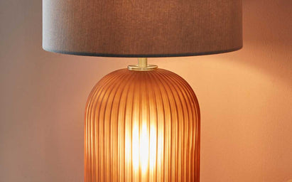 Amalfi Amber Table Lamp with Linen Look Shade