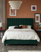 Amalfi Dark Green Velvet Double Ottoman Storage Bed