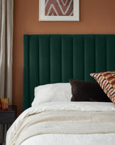 Amalfi Dark Green Velvet Double Ottoman Storage Bed