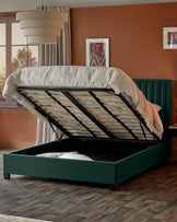 Amalfi Dark Green Velvet Double Ottoman Storage Bed