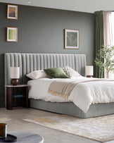 Amalfi Luxe Light Grey Velvet Super King Size Ottoman Storage Bed