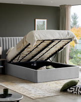 Amalfi Luxe Light Grey Velvet Super King Size Ottoman Storage Bed