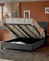 Amalfi Mid Grey Velvet King Size Ottoman Storage Bed