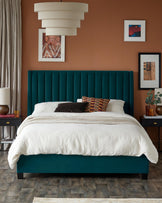 Amalfi Dark Teal Velvet Double Ottoman Storage Bed