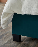 Amalfi Dark Teal Velvet Double Ottoman Storage Bed