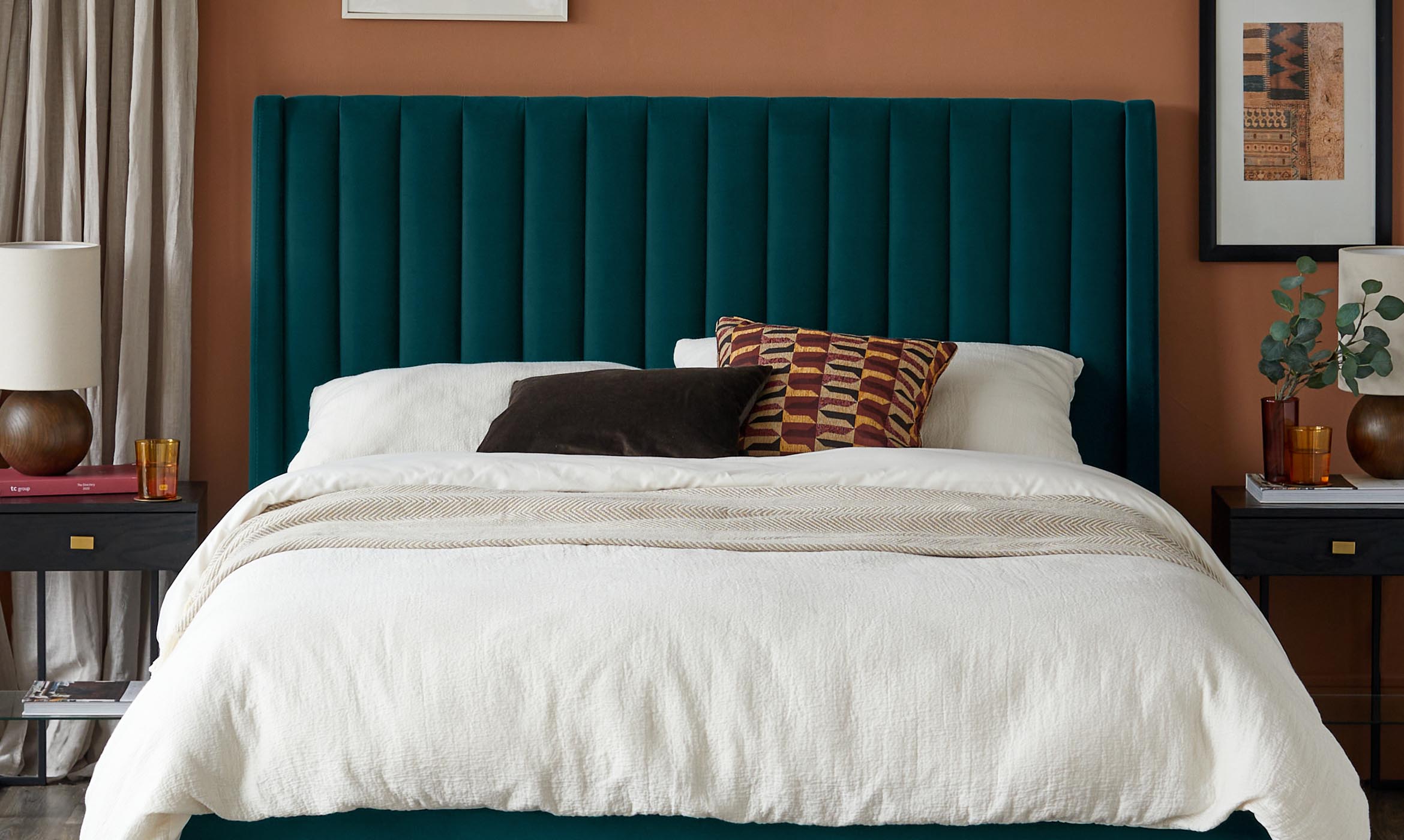 Amalfi Dark Teal Velvet Double Ottoman Storage Bed