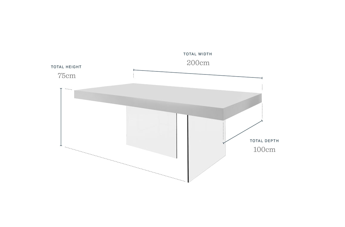 Aria White Oak And Glass 8 Seater Dining Table