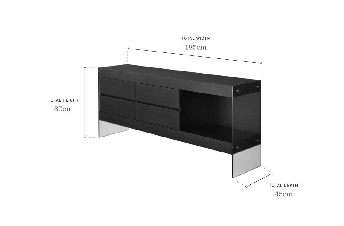 Aria White Oak And Glass Large Sideboard