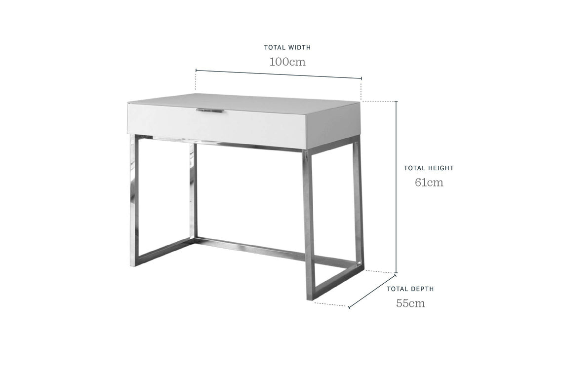 Aspen Matt White And Polished Stainless Steel Desk