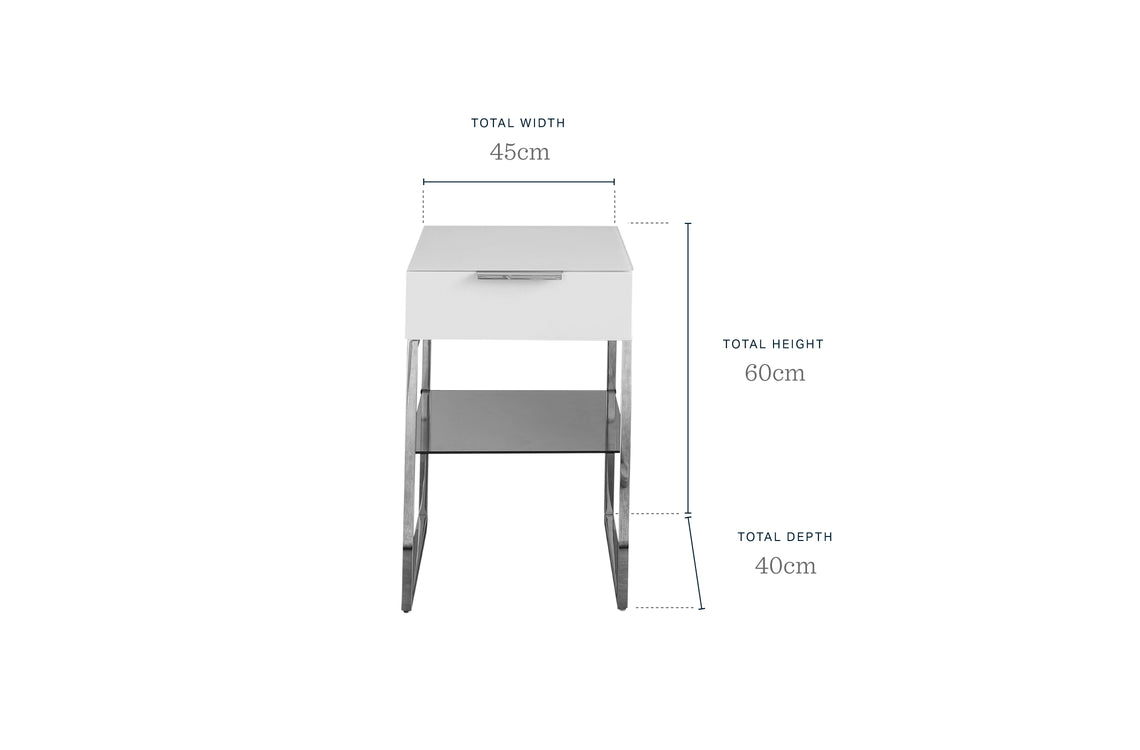 Aspen Matt White and Glass Shelf Side Table