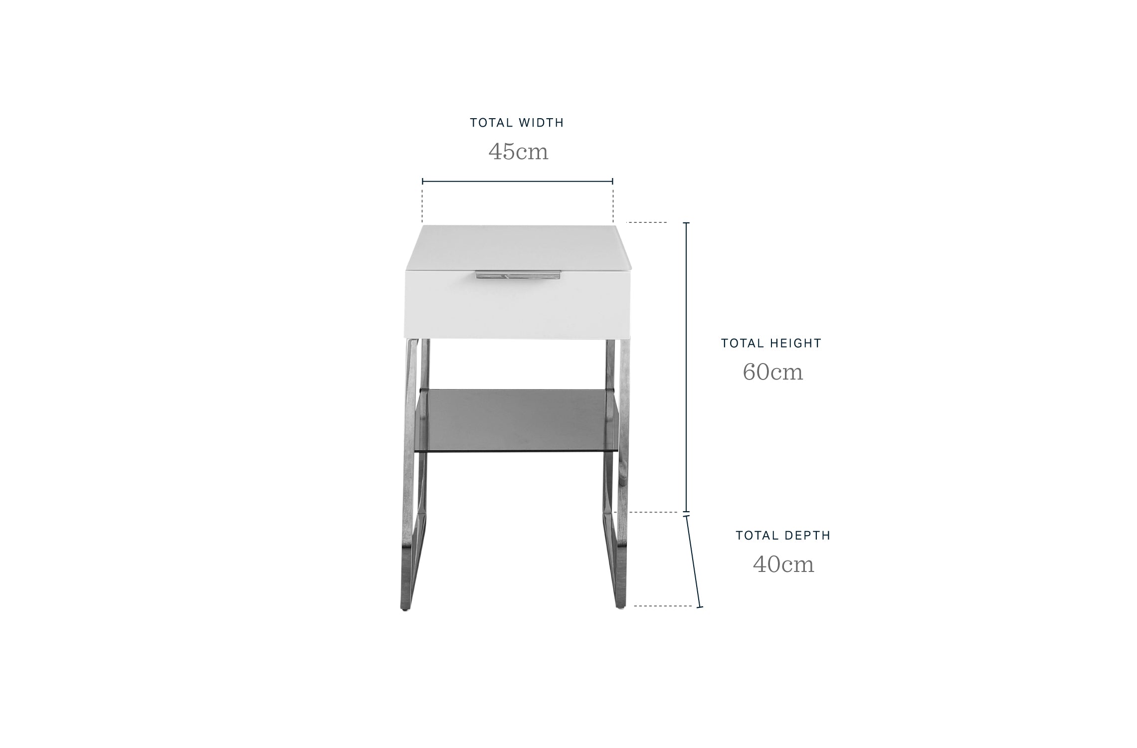 Aspen Matt White and Glass Shelf Side Table