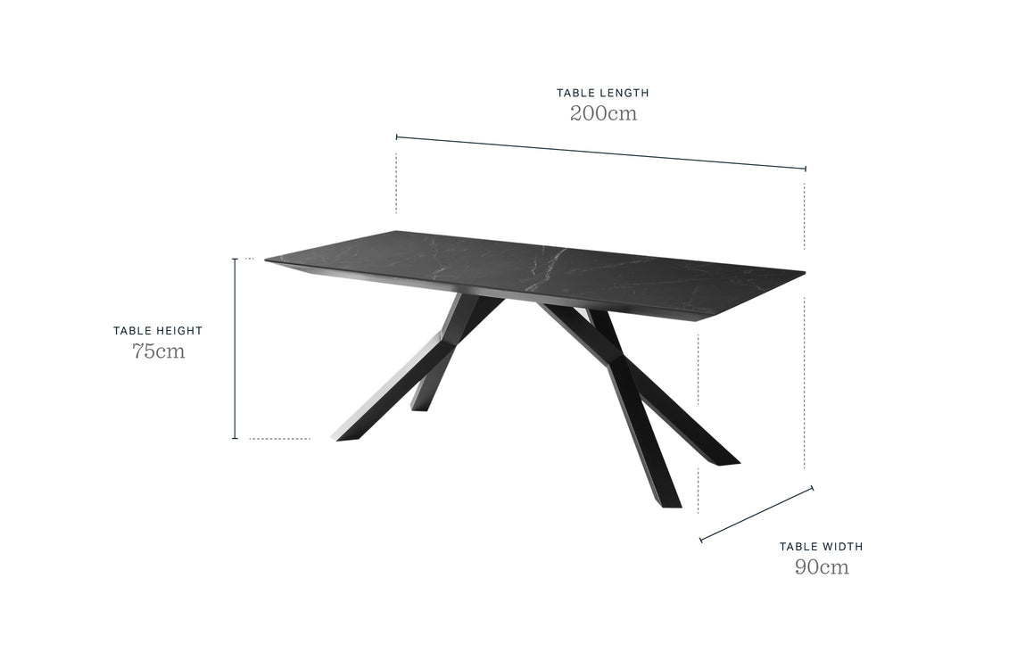 Atlanta White Marbled Ceramic 8 Seater Dining Table