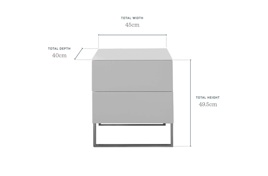 Benton White 2 Drawer Bedside Table With Chrome Legs