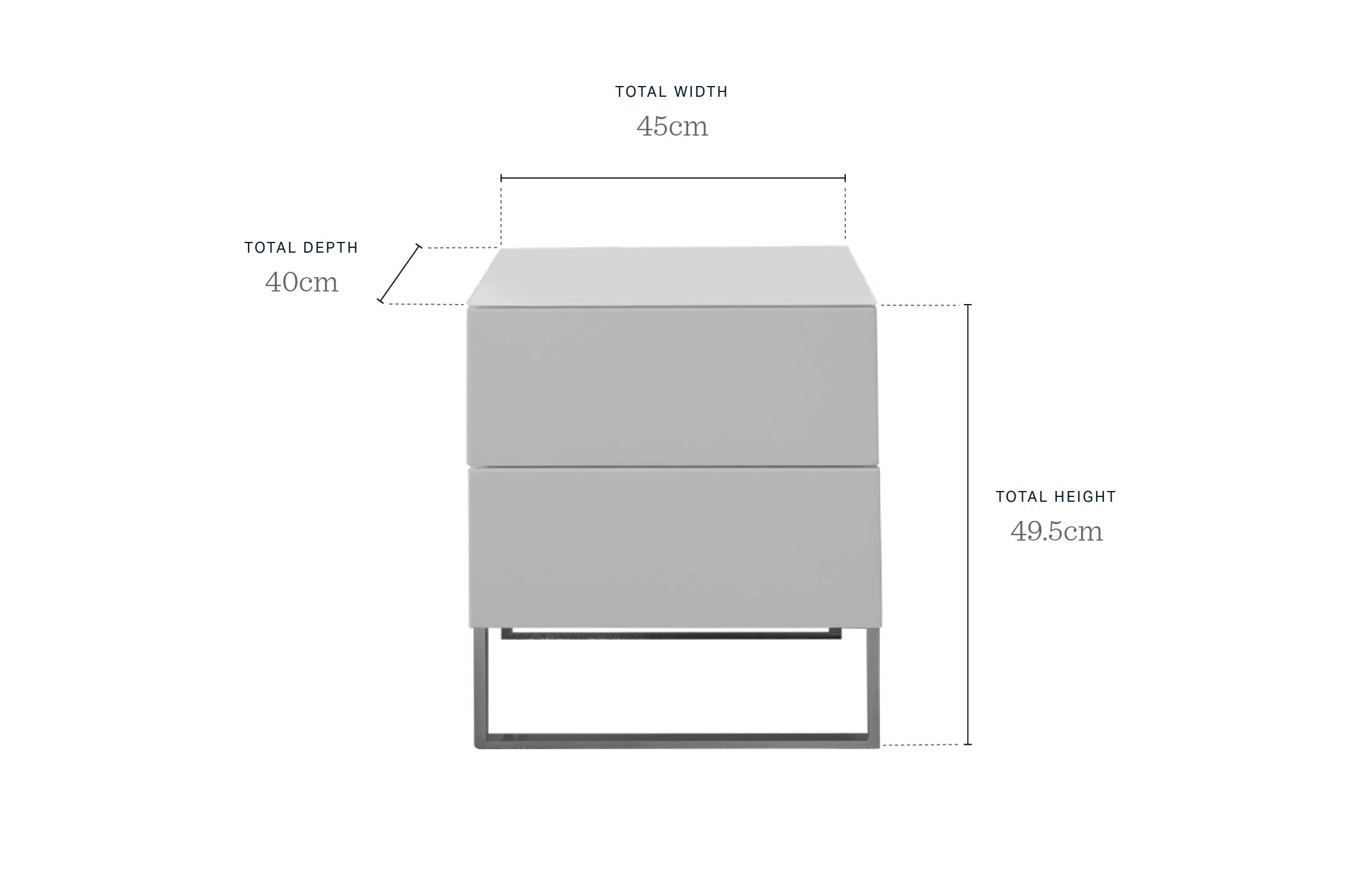 Benton White 2 Drawer Bedside Table With Chrome Legs