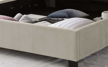 Brooklyn champagne velvet double ottoman storage bed