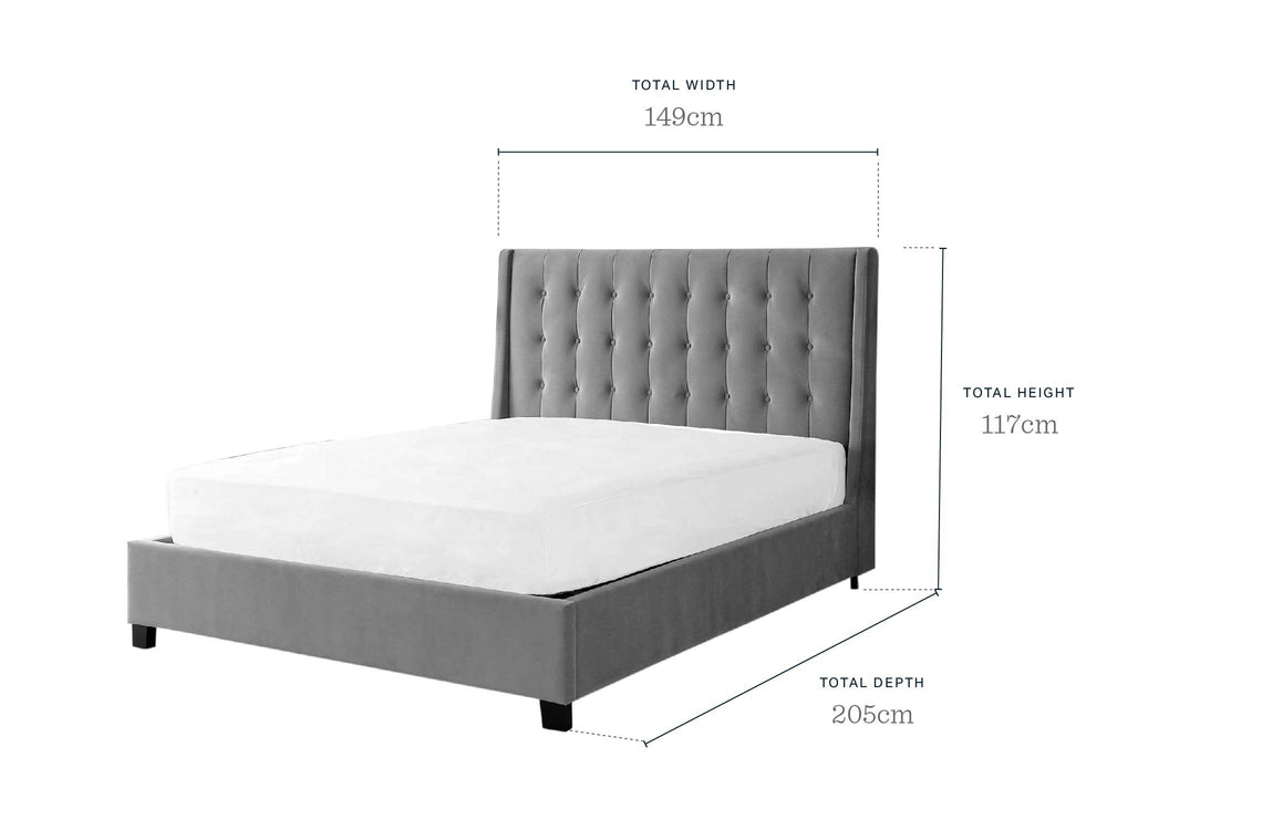 Brooklyn light grey velvet double ottoman storage bed