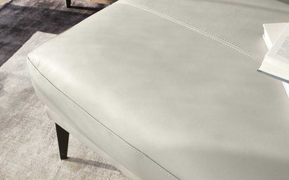 Brooks Light Grey Leather Footstool