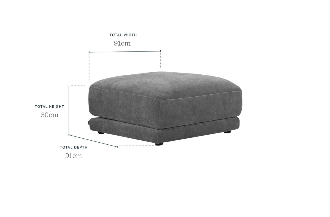 Casey mid grey chenille fabric footstool