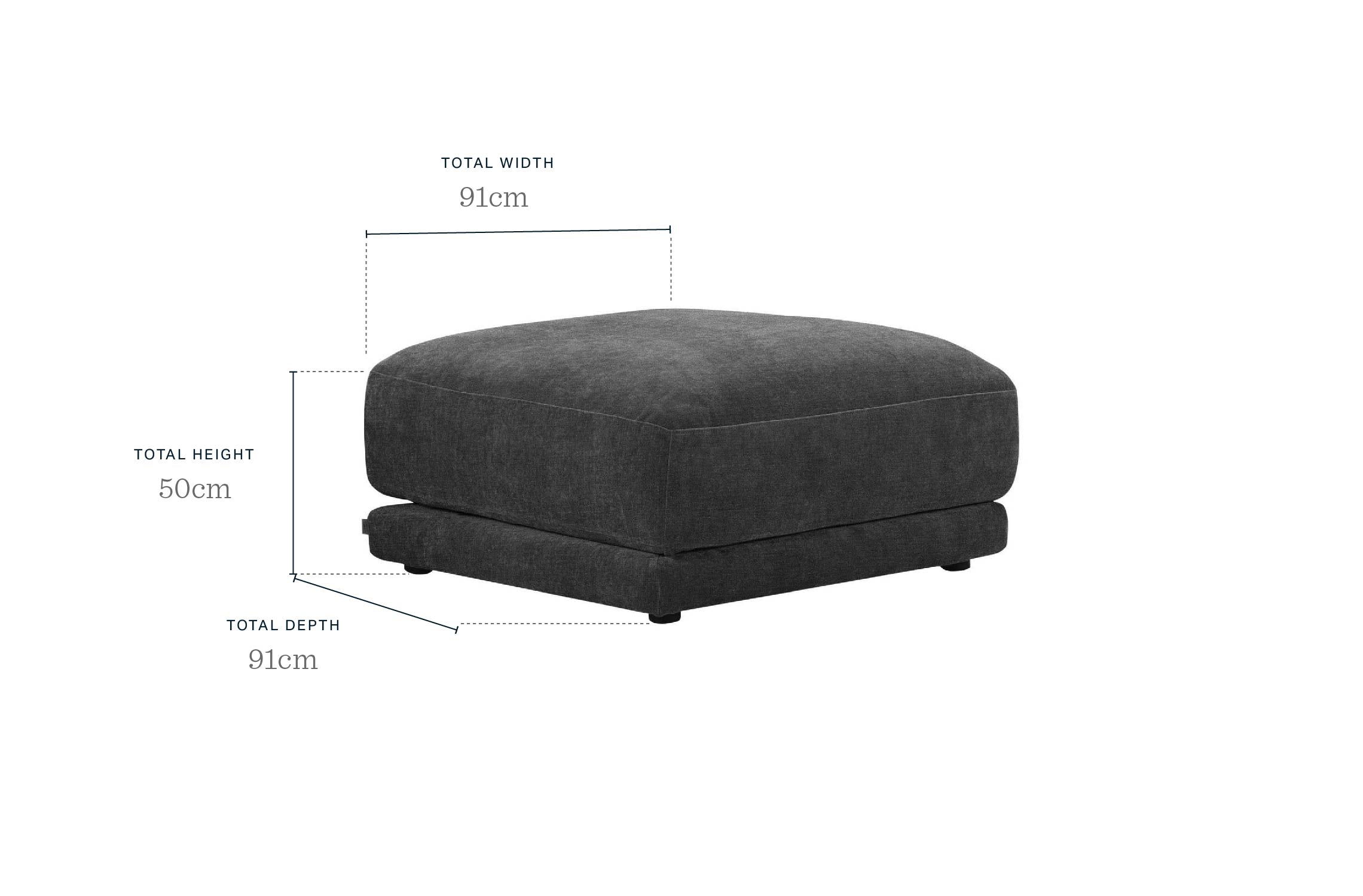 Casey dark grey chenille fabric footstool