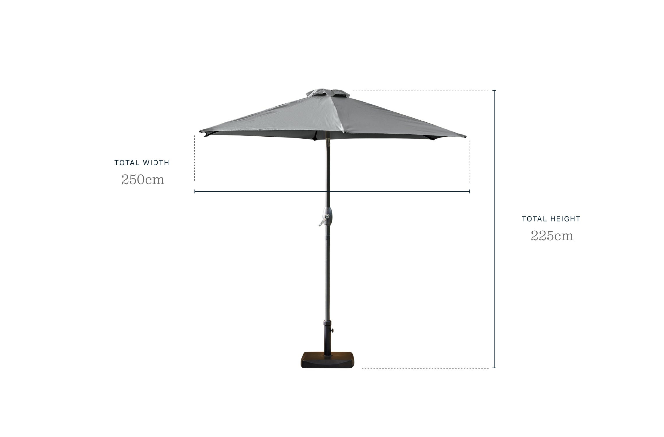 Clarissa 2.5m Grey Tilting Parasol