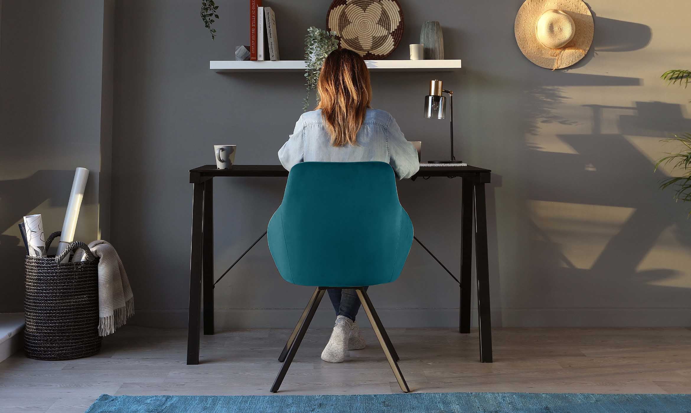 Cleo Dark Teal Velvet Swivel Chair