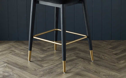 Clover Black Velvet & Brass Bar Stool