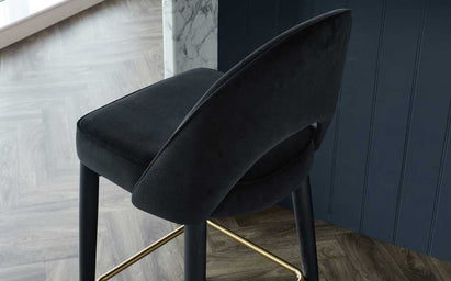 Clover Black Velvet & Brass Bar Stool