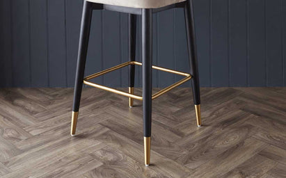 Clover Champagne Velvet Backless Bar Stool