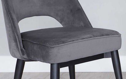 Clover Dark Grey Velvet Dining Chair With Stainless Steel Caps (Sold in pairs)