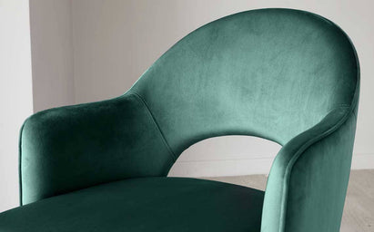 Clover Dark Green Velvet & Brass Dining Armchair