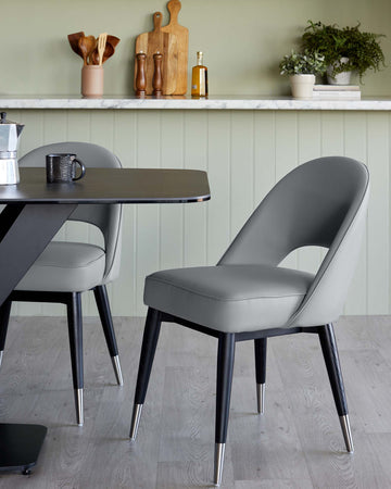 Clover Mid Grey Faux Leather Dining Chair Danetti