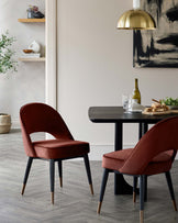 Clover toffee red velvet dining chair (Sold in pairs)