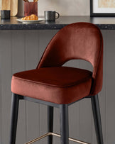 Clover toffee red velvet bar stool