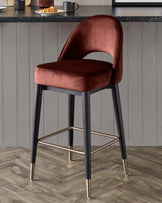 Clover toffee red velvet bar stool