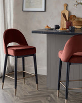 Clover toffee red velvet bar stool