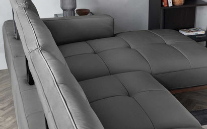 Colton Dark Grey Leather Right Hand Corner Chaise Sofa