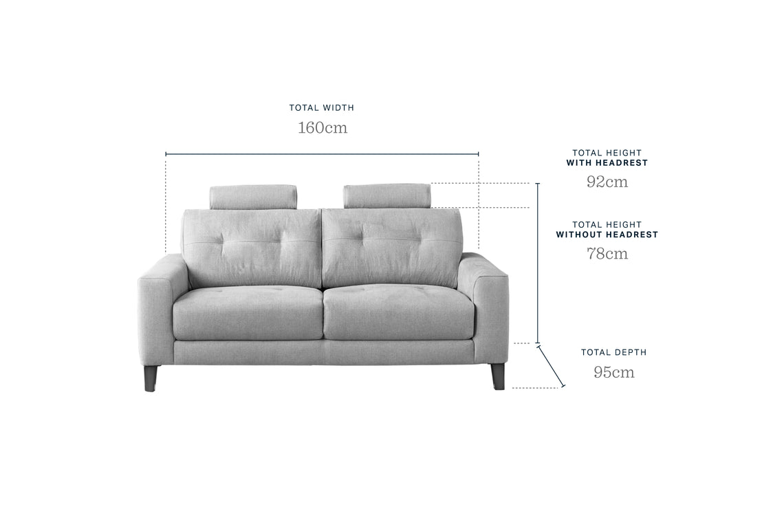 Cooper Grey Fabric 2 Seater Sofa