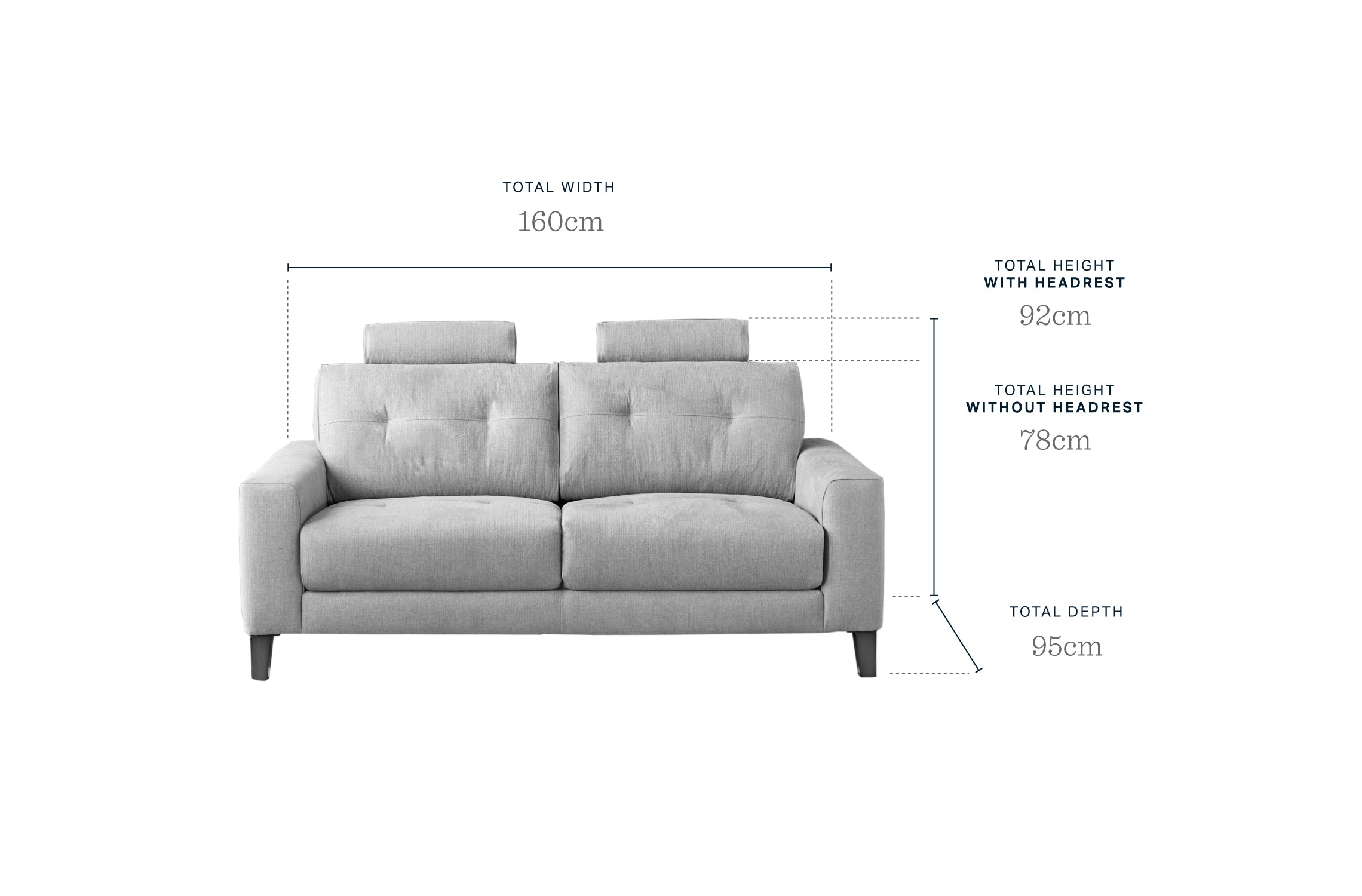 Cooper Grey Fabric 2 Seater Sofa