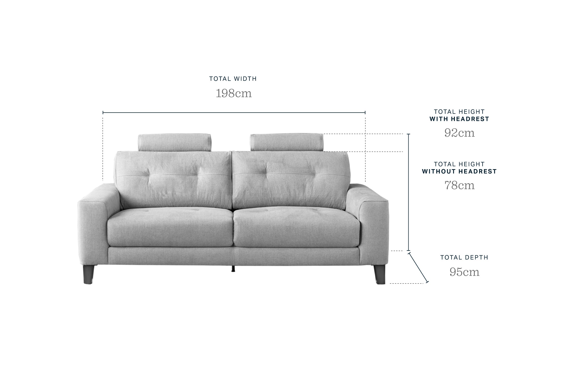 Cooper Grey Fabric 3 Seater Sofa