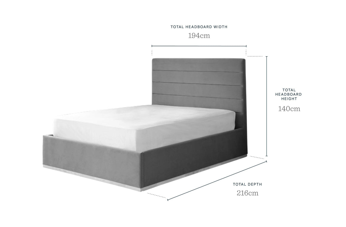 Cora Light Grey Velvet Super King Size Ottoman Storage Bed