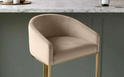 Dakota Champagne Velvet & Brass Barstool