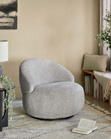 Daphne light grey weave swivel accent chair