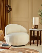 Daphne Ivory Boucle Swivel Accent Chair