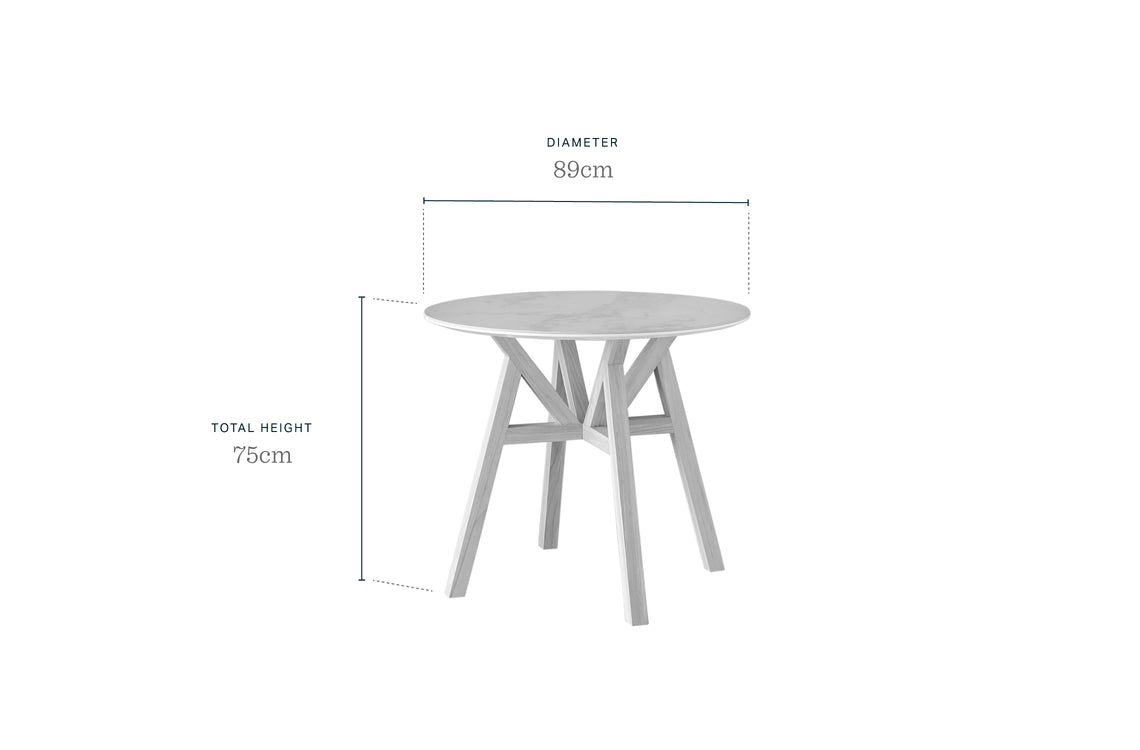 Davies Marbled Ceramic and Light Oak 4 Seater Kitchen Table